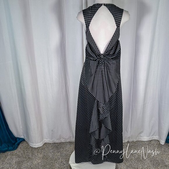 Kate Young Satin Polka Dot Open Back Maxi Dress - Picture 9 of 16